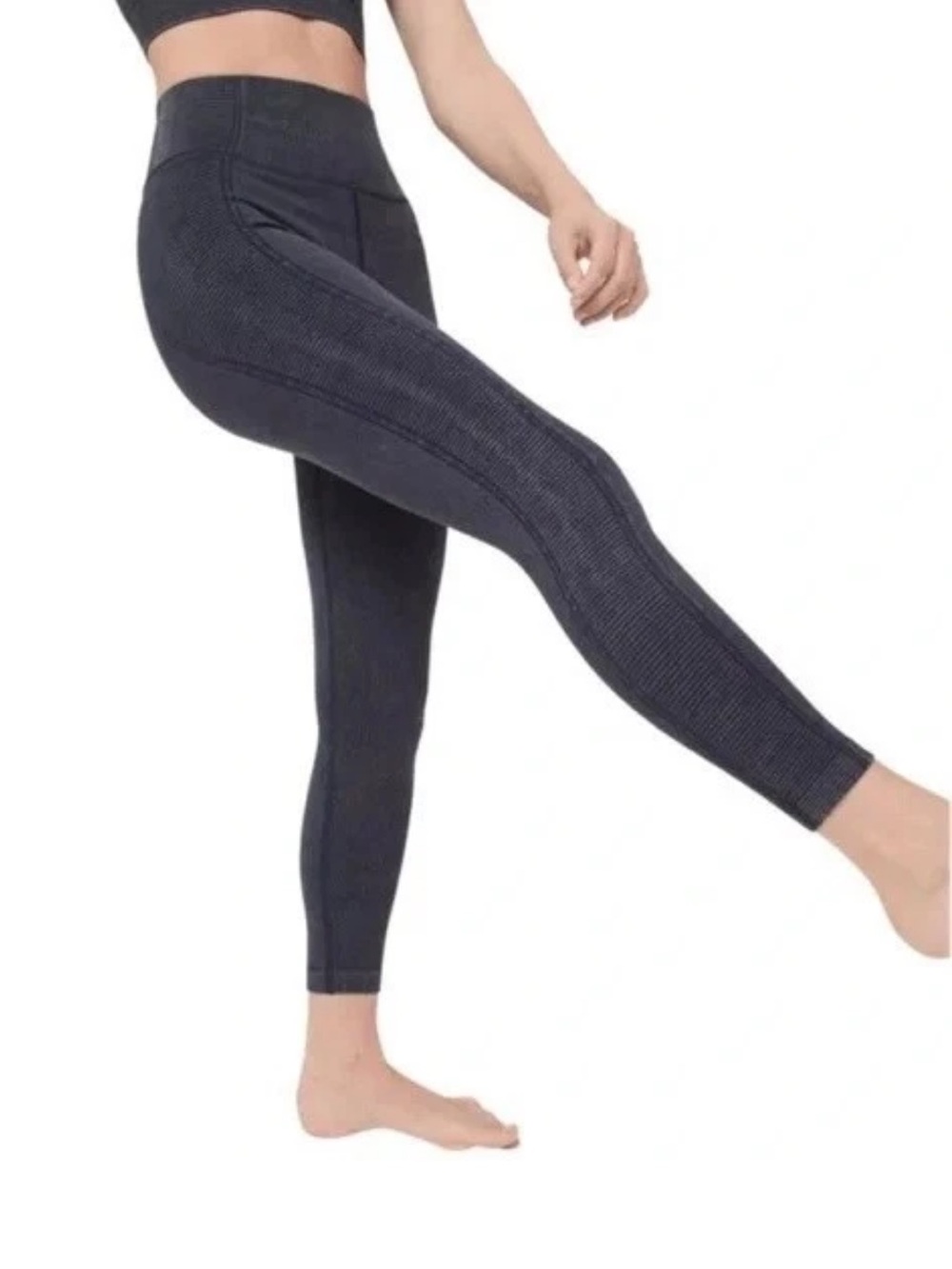 Offline by Aerie Seamless Ribbed High Rise Leggings Black Grey Size M